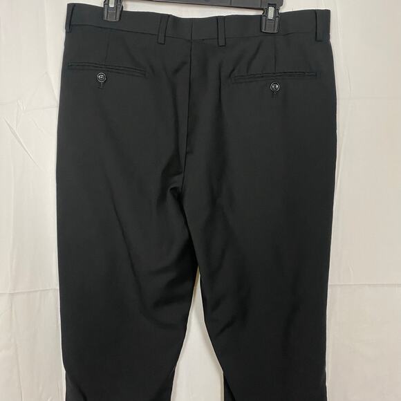 Men’s 100% Wool Dress Pants 35x28 Black No Pleat Tailored Business Slacks - Picture 6 of 8
